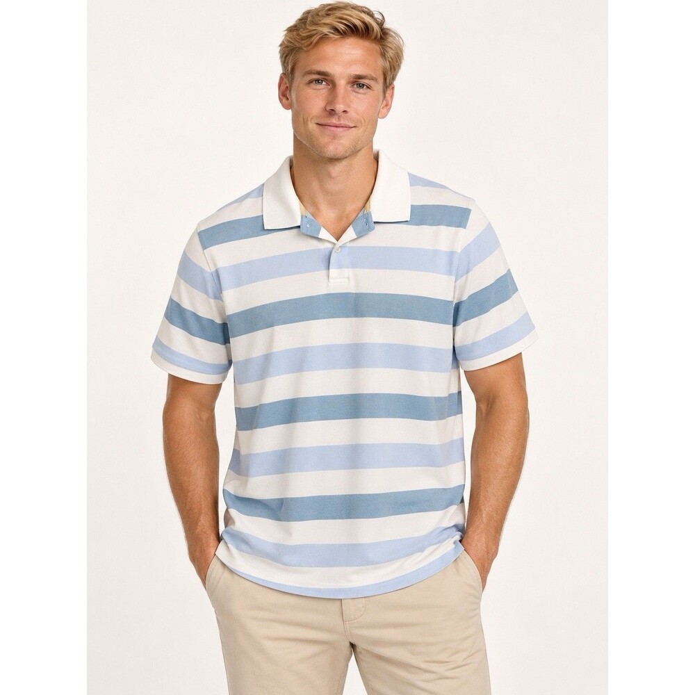 Old Navy Men’s Blue & White Striped Short Sleeve Polo Shirt XXL